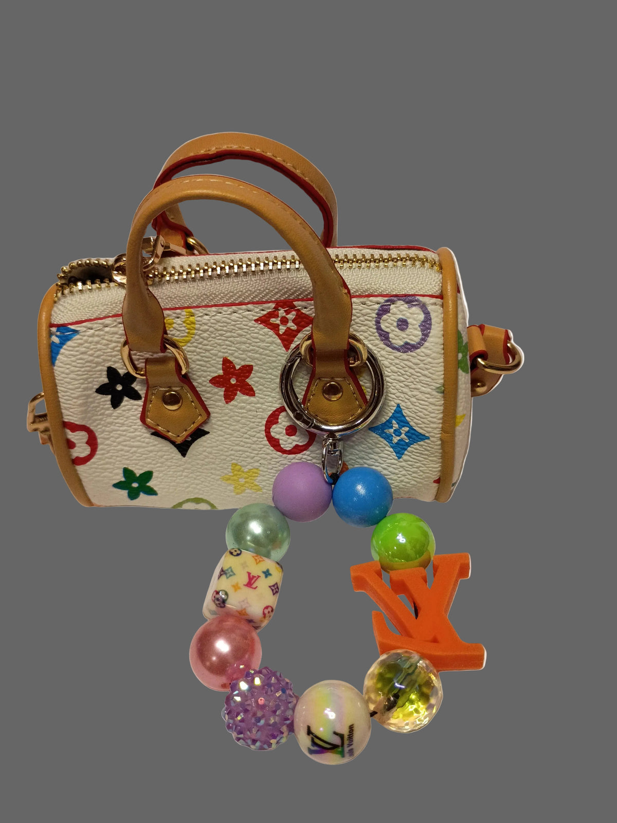Mini White LV Bag Charm
